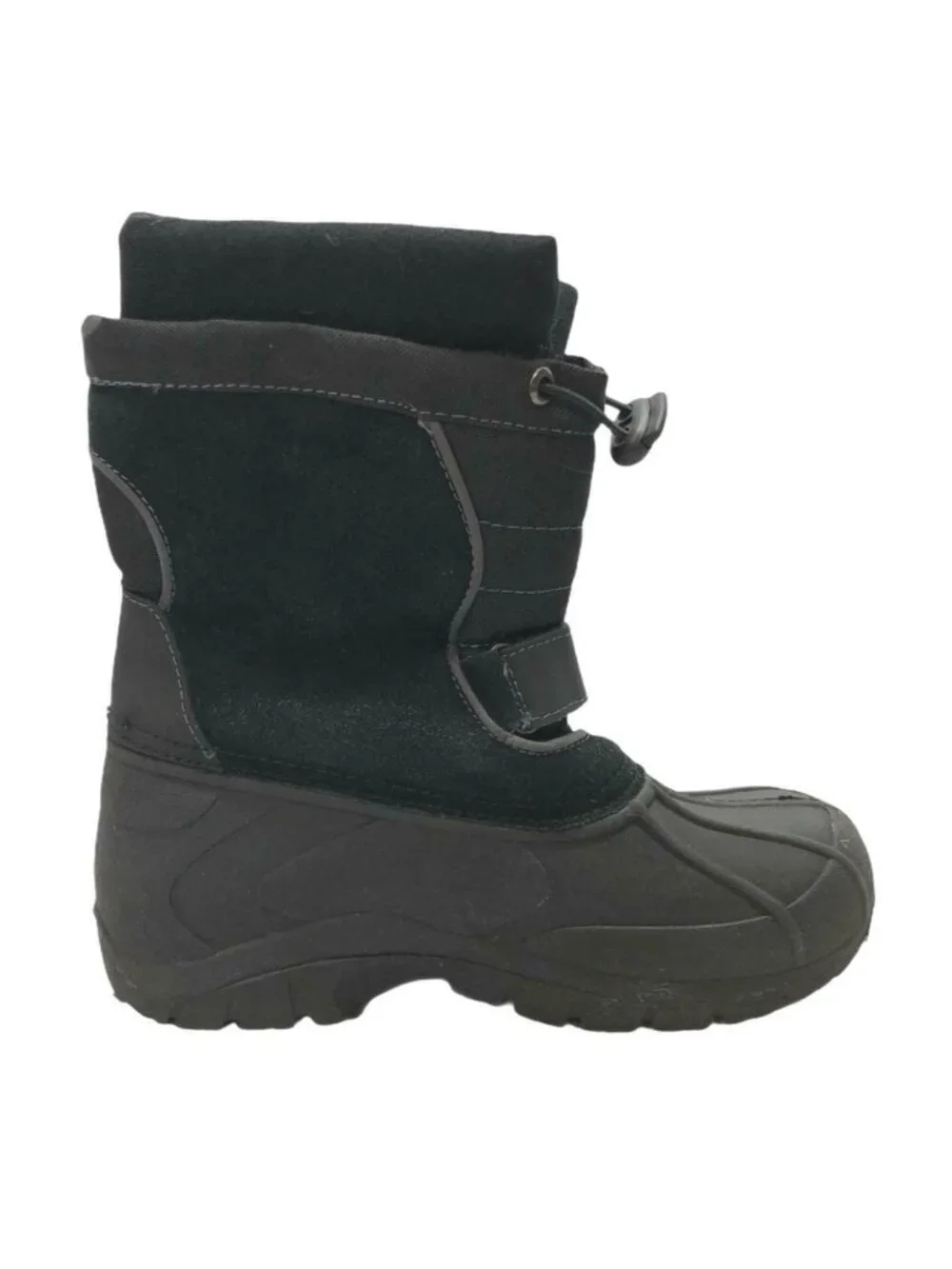 Totes Snow Winter Boots Rain Boys 3 M Jacob Black Suede Slip On Hook Loop